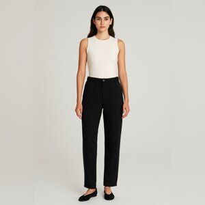 Kaelin Black Straight-Leg Pants with Ankle Slits - Size L